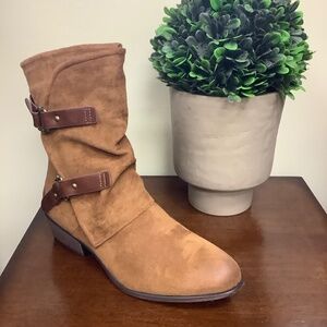 Pierre Dumas Buckle Suede Booties